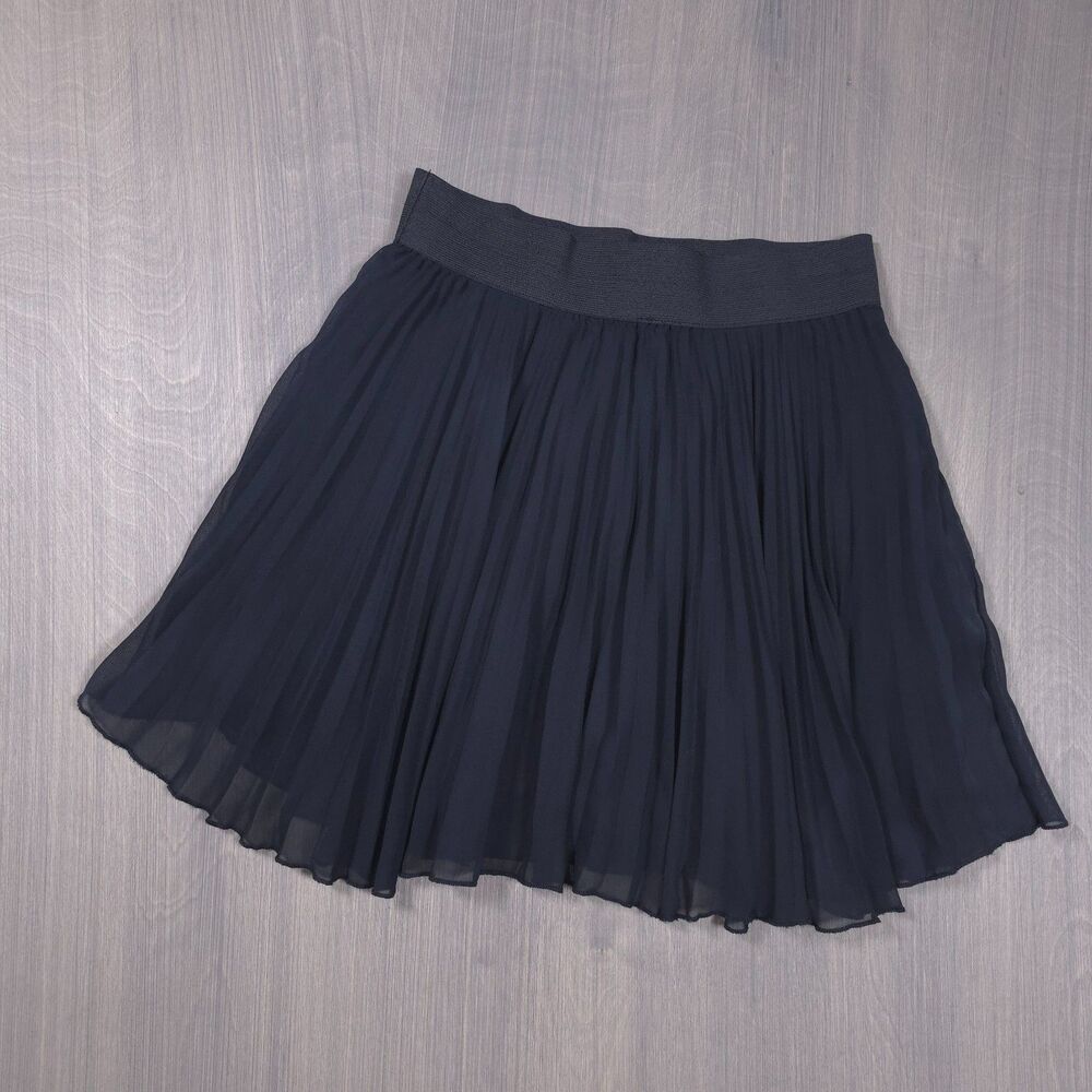 Black Chiffon Pleated Mini Skirt Elastic Waist